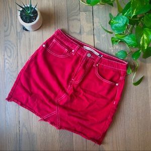Nastygal red denim mini-skirt